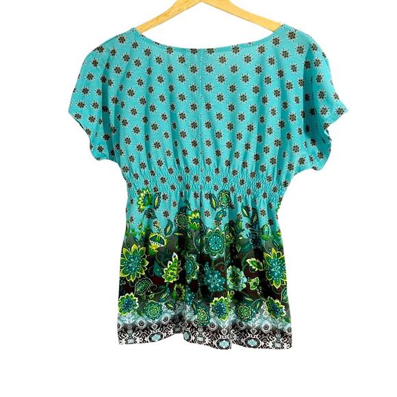 Weavers Multicolor Floral Mixed Print Boho Top, Size Medium - Picture 2 of 8